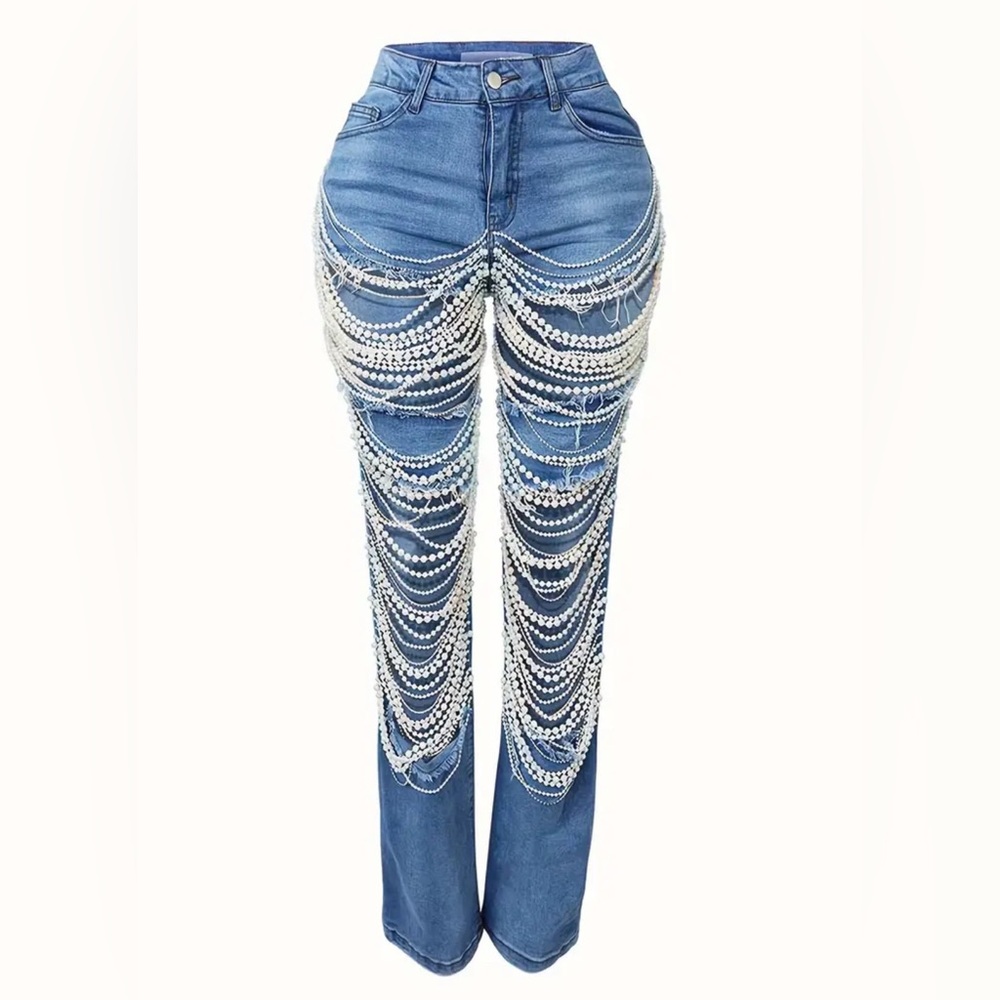 Pearl Embellished Jeans
Size L - Picture 2 of 7